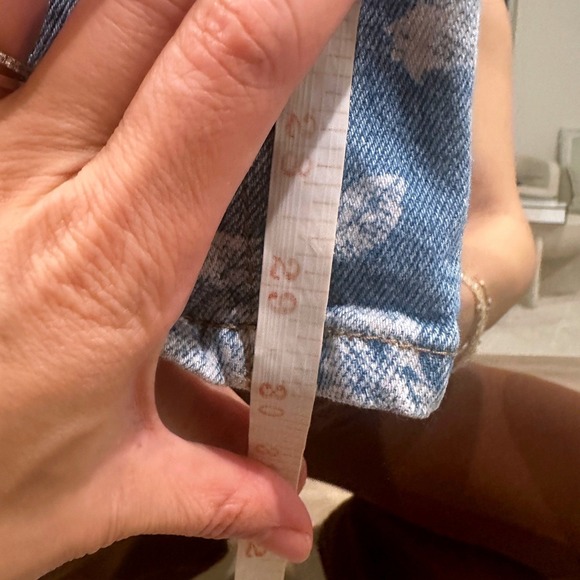 Vintage Floral Bleached Printed Flared Jeans Distressed Boho Festival 26 - Picture 8 of 8